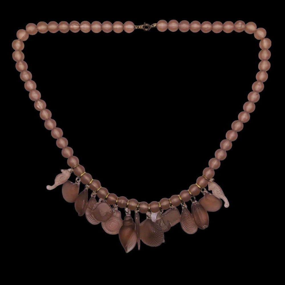 AHBRA CALE COLLECTION GENUINE LUCITE NECKLACE STARFISH BEADED Purple BROWN - Picture 3 of 7